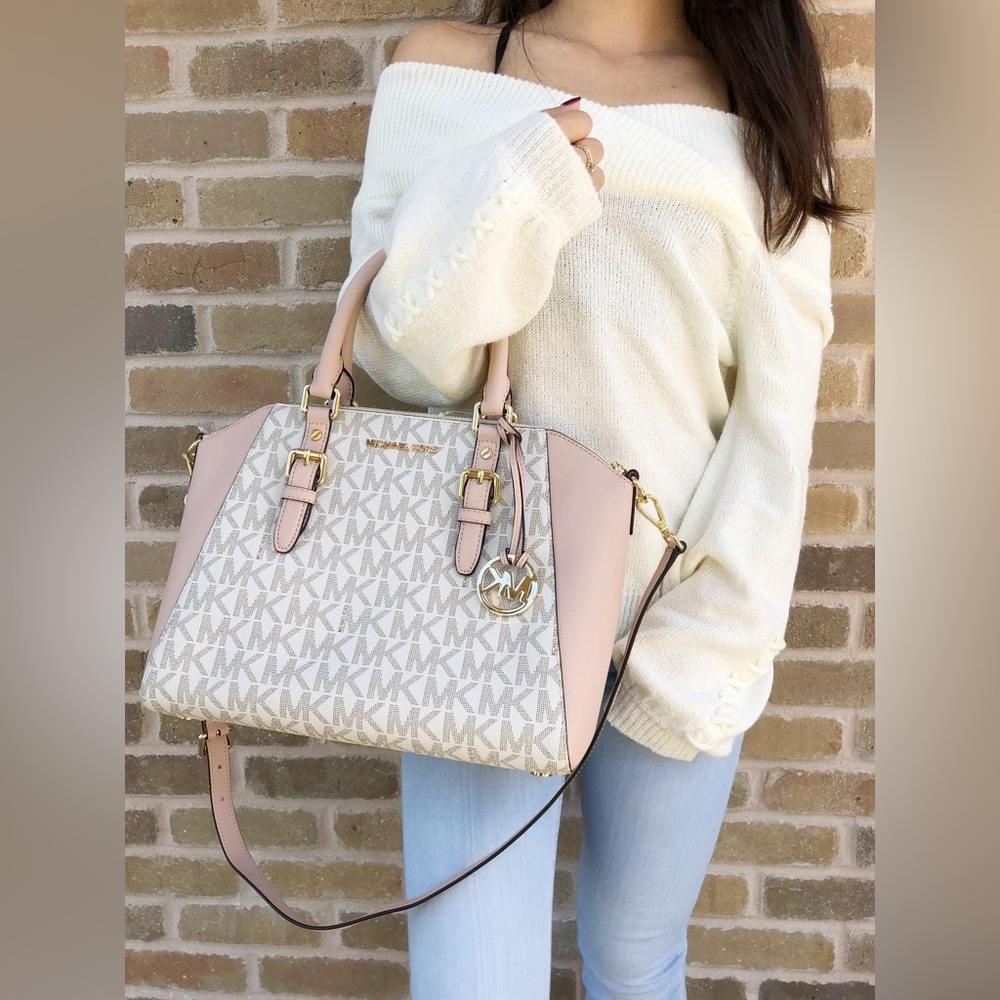 Michael Kors Charlotte Large Logo Leather Top-zip Tote Bag